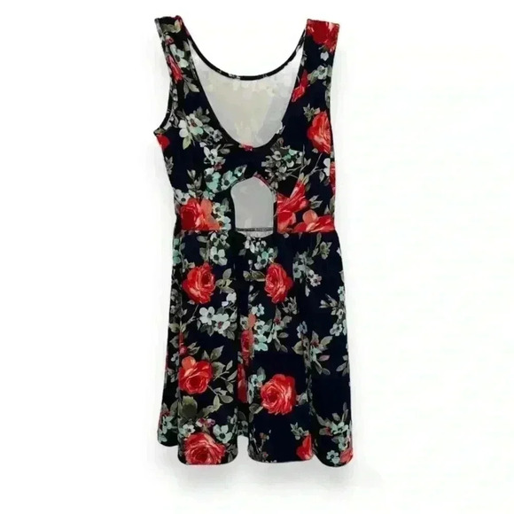 Ruby Rox Navy Floral Print Cut-Out Dress, size M (Juniors) - Picture 2 of 7